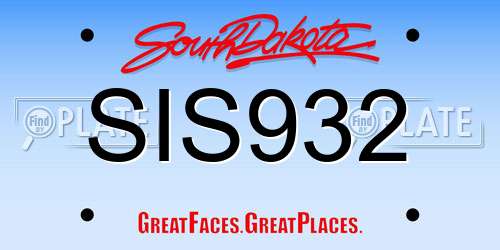 SIS932 South Dakota License Plate