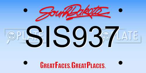 SIS937 South Dakota License Plate