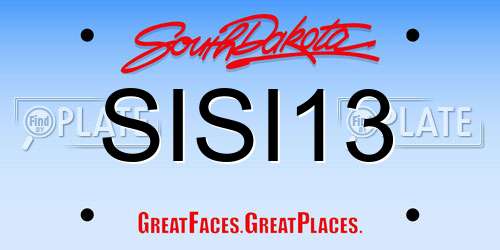 SISI13 South Dakota License Plate