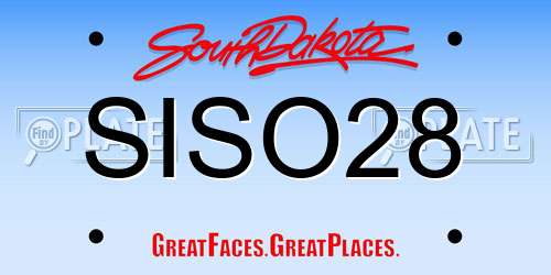 SISO28 South Dakota License Plate