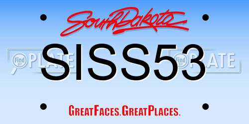 SISS53 South Dakota License Plate