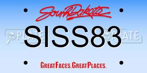 SISS83 South Dakota License Plate