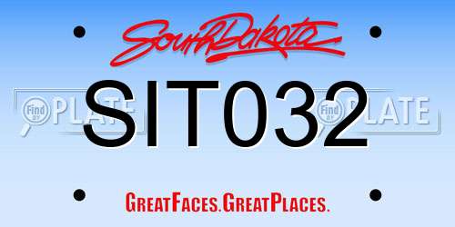 SIT032 South Dakota License Plate