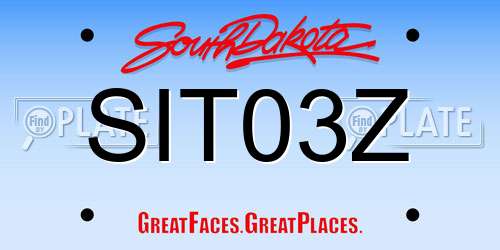 SIT03Z South Dakota License Plate