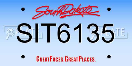 SIT6135 South Dakota License Plate