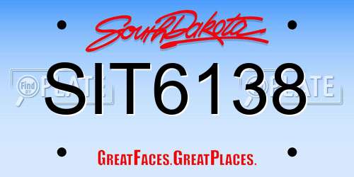 SIT6138 South Dakota License Plate