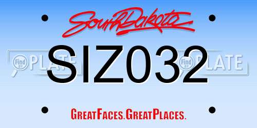 SIZ032 South Dakota License Plate