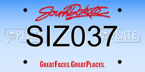 SIZ037 South Dakota License Plate
