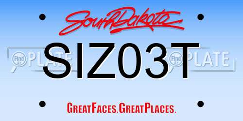 SIZ03T South Dakota License Plate