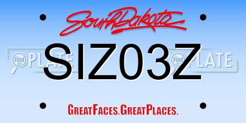 SIZ03Z South Dakota License Plate