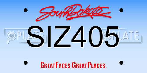 SIZ405 South Dakota License Plate