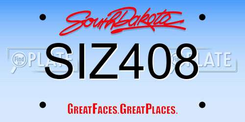 SIZ408 South Dakota License Plate