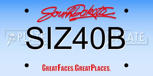 SIZ40B South Dakota License Plate