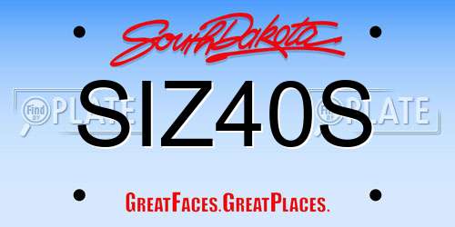 SIZ40S South Dakota License Plate