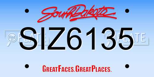 SIZ6135 South Dakota License Plate