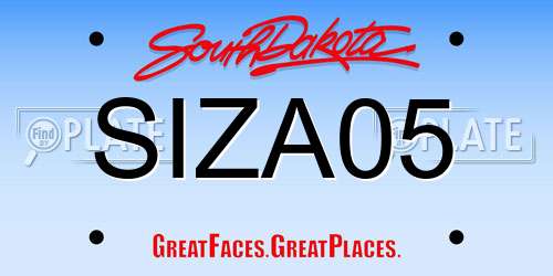 SIZA05 South Dakota License Plate