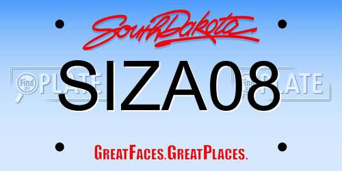 SIZA08 South Dakota License Plate