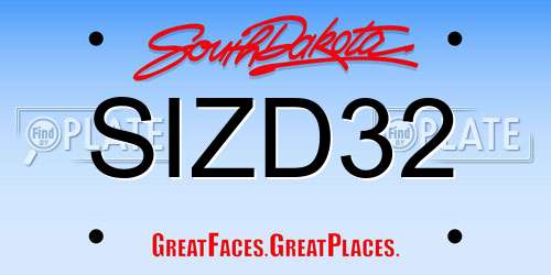SIZD32 South Dakota License Plate