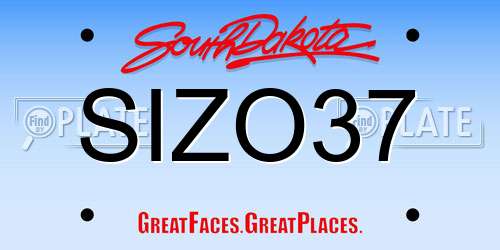 SIZO37 South Dakota License Plate