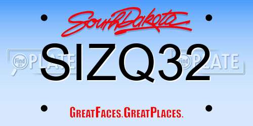 SIZQ32 South Dakota License Plate