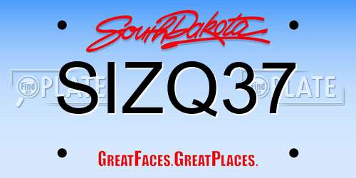 SIZQ37 South Dakota License Plate