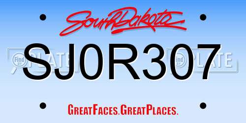 SJ0R307 South Dakota License Plate