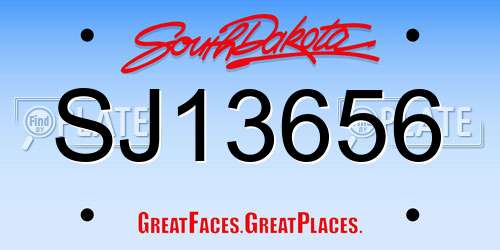 SJ13656 South Dakota License Plate