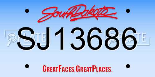 SJ13686 South Dakota License Plate