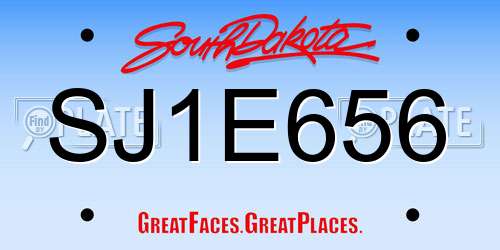 SJ1E656 South Dakota License Plate
