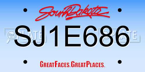 SJ1E686 South Dakota License Plate