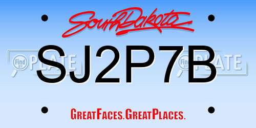 SJ2P7B South Dakota License Plate