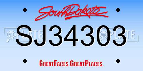SJ34303 South Dakota License Plate