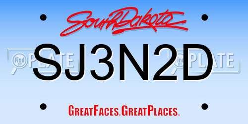 SJ3N2D South Dakota License Plate