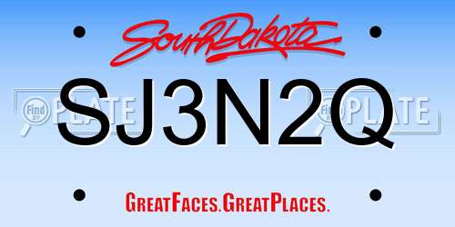 SJ3N2Q South Dakota License Plate