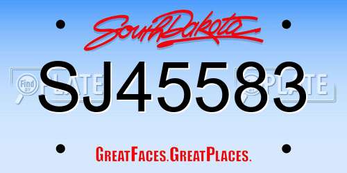 SJ45583 South Dakota License Plate