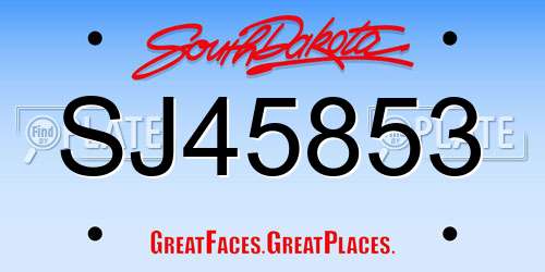 SJ45853 South Dakota License Plate