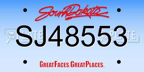 SJ48553 South Dakota License Plate