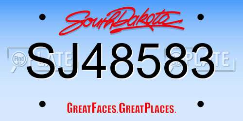 SJ48583 South Dakota License Plate