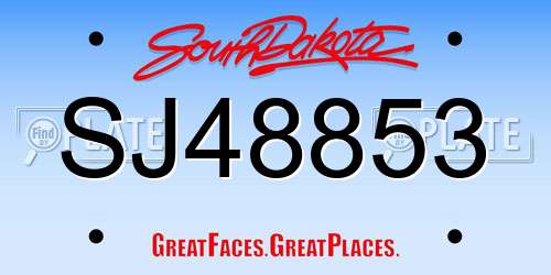 SJ48853 South Dakota License Plate