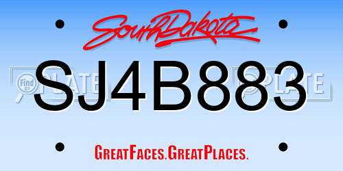SJ4B883 South Dakota License Plate