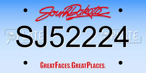 SJ52224 South Dakota License Plate