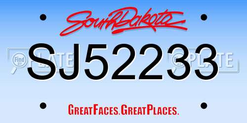SJ52233 South Dakota License Plate