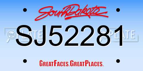 SJ52281 South Dakota License Plate