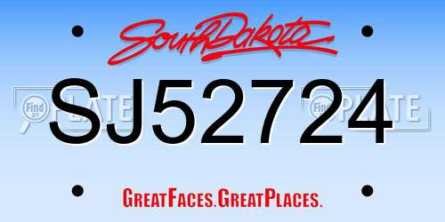 SJ52724 South Dakota License Plate