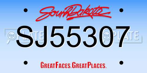 SJ55307 South Dakota License Plate