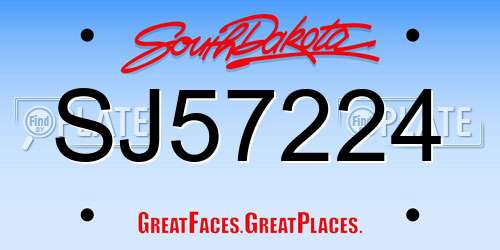 SJ57224 South Dakota License Plate