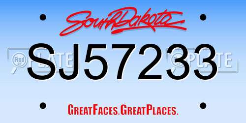 SJ57233 South Dakota License Plate