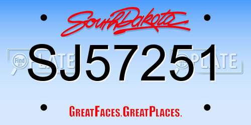 SJ57251 South Dakota License Plate