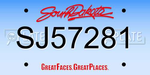 SJ57281 South Dakota License Plate