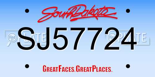 SJ57724 South Dakota License Plate